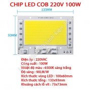 Chip LED COB siêu sáng 220V 100W sáng trắng